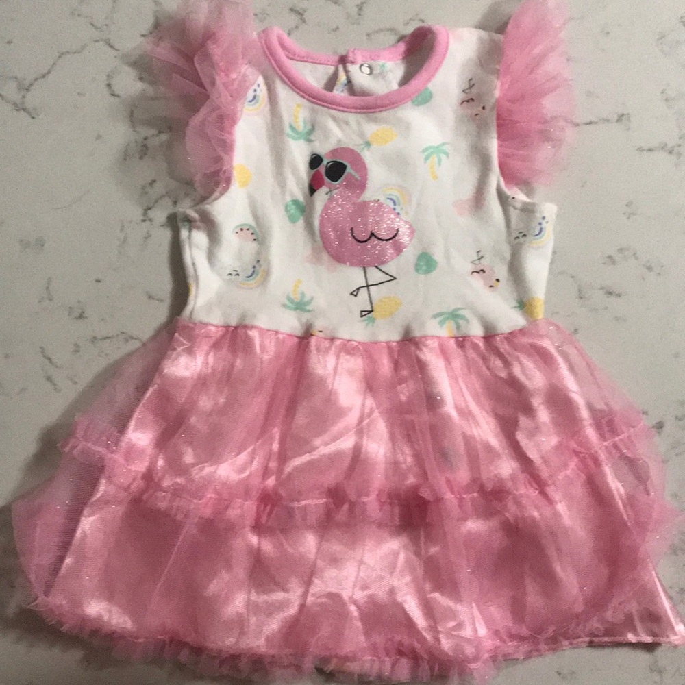 Pink flamingo dress with closure